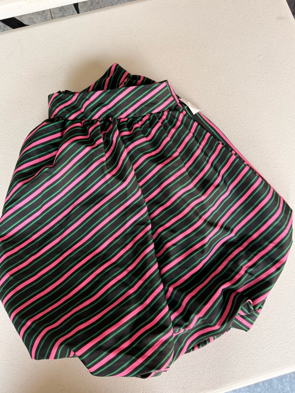 Striped Bubble Skirt in Black, Pink & Green